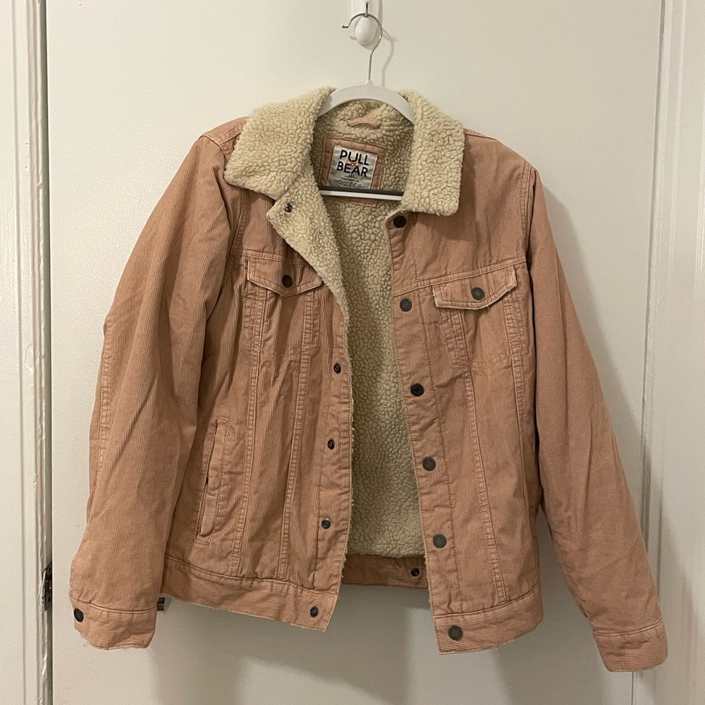 Pink Teddy Shearling Denim Jacket